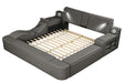 GFD Home - Zoya Smart Multifunctional Queen Size Bed Made with Wood in Gray - GreatFurnitureDeal