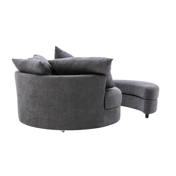 GFD Home - Orisfur. 360° Swivel Accent Barrel Chair with Storage Ottoman & 4 Pillows, Modern Linen Leisure Chair Round Accent for Living Room - GreatFurnitureDeal