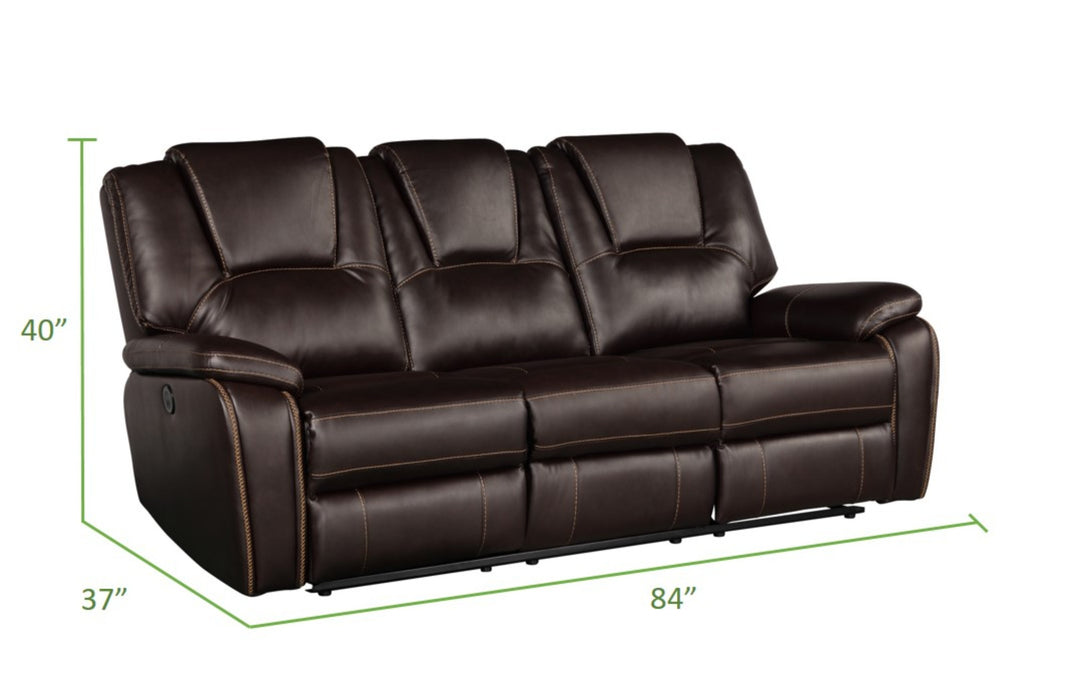 GFD Home - Hong Kong 2 Piece Power Reclining Sofa Set made with Faux Leather in Brown - GreatFurnitureDeal