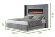 GFD Home - Lizelle Upholstery Wooden King Bed with Ambient lighting in Gray Velvet Finish - GreatFurnitureDeal