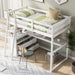 GFD Home - Twin Size Loft Bed with Desk and Shelves, Two Built-in Drawers, White (old SKU: GX000803AAK-1） - GreatFurnitureDeal