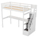 GFD Home - Twin Size Loft Bed with Storage Staircase and Built-in Desk, White (Old SKU:GX000903AAK) - GreatFurnitureDeal