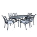 GFD Home - Outdoor Aluminum 7-Piece Oval Dining Set With 6 Arm Chairs, Blue - GreatFurnitureDeal