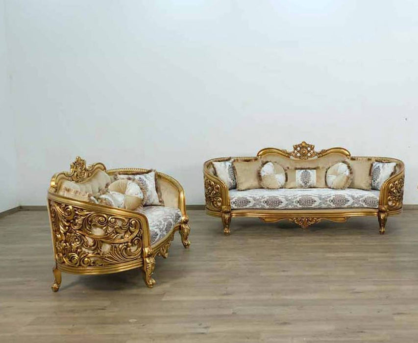 European Furniture - Bellagio Loveseat in Bronze off White-Gold - 30014-L