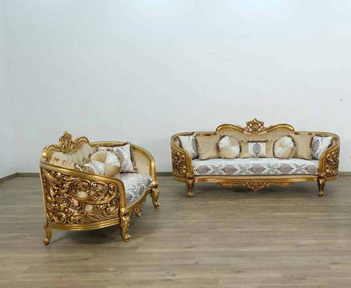 European Furniture - Bellagio 2 Piece Living Room Set in Bronze off White-Gold - 30014-2SET - GreatFurnitureDeal