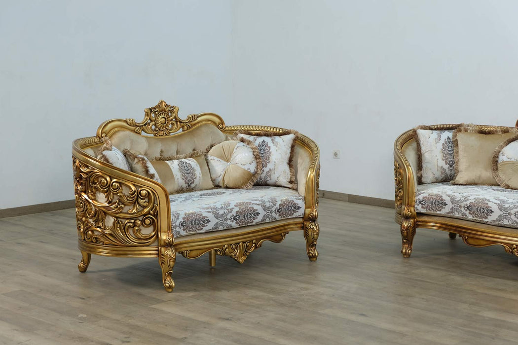 European Furniture - Bellagio 4 Piece Living Room Set in Bronze off White-Gold - 30014-4SET