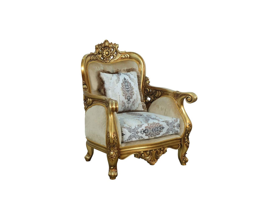 European Furniture - Bellagio Chair in Bronze off White-Gold - 30014-C - GreatFurnitureDeal