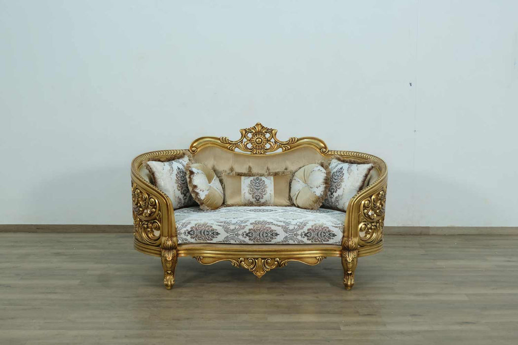European Furniture - Bellagio Loveseat in Bronze off White-Gold - 30014-L