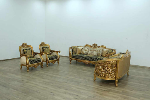 European Furniture - Bellagio 3 Piece Living Room Set in Antique Bronze Black-Gold - 30018-3SET - GreatFurnitureDeal