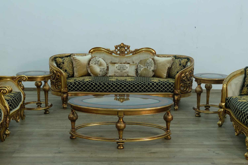 European Furniture - Bellagio Loveseat in Antique Bronze Black-Gold - 30018-L - GreatFurnitureDeal