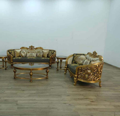 European Furniture - Bellagio 2 Piece Living Room Set in Antique Bronze Black-Gold - 30018-2SET - GreatFurnitureDeal