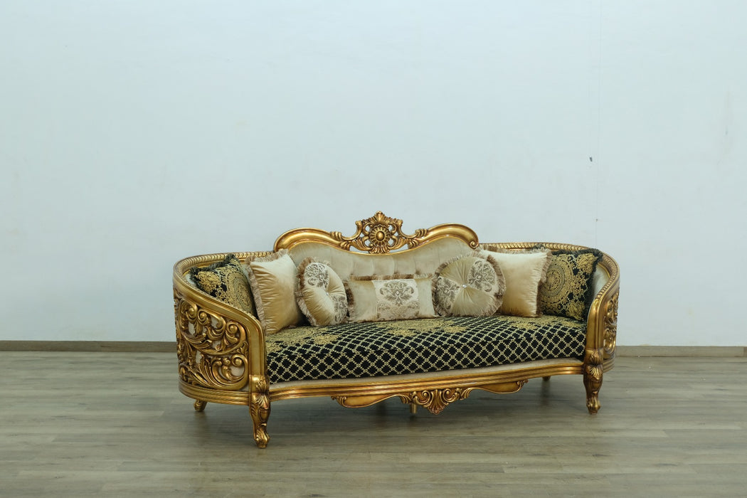 European Furniture - Bellagio Sofa in Antique Bronze Black-Gold - 30018-S - GreatFurnitureDeal