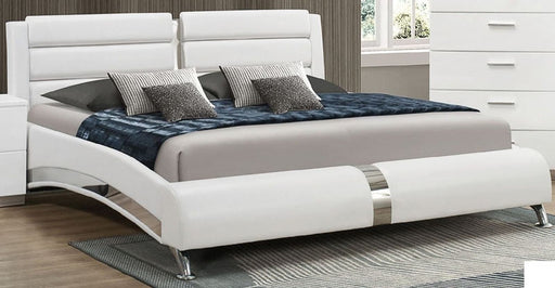 Coaster Furniture - Felicity Glossy White Queen Upholstered Platform Bed - 300345Q - GreatFurnitureDeal