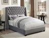 Coaster Furniture - Pissarro Grey Velvet Queen Platform Bed - 300515Q - GreatFurnitureDeal
