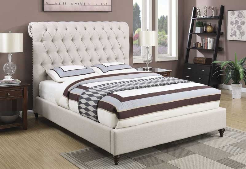 Coaster Furniture - Devon Beige Eastern King Platform Upholstered Bed - 300525KE - GreatFurnitureDeal