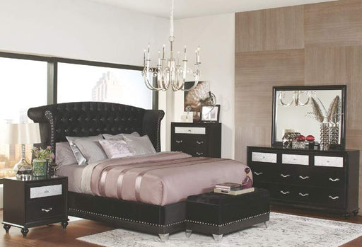 Coaster Furniture - Barzini Black Eastern King Upholstered Platform Bed - 300643KE - GreatFurnitureDeal