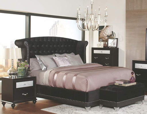 Coaster Furniture - Barzini Black Eastern King Upholstered Platform Bed - 300643KE - GreatFurnitureDeal