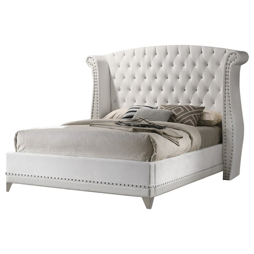 Coaster Furniture - Barzini Eastern King Wingback Tufted Bed White - 300843KE - GreatFurnitureDeal