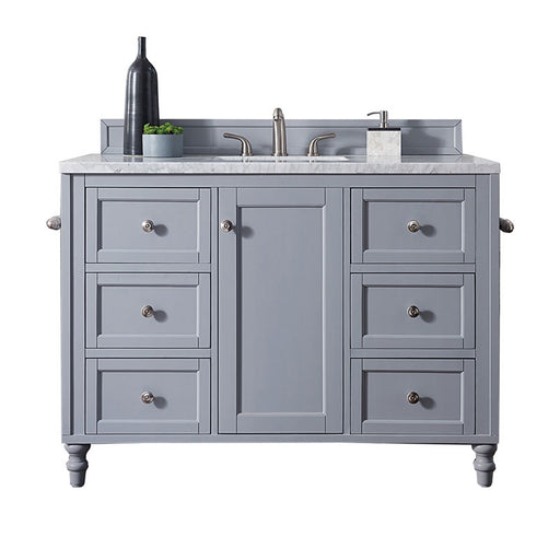 James Martin Furniture - Copper Cove Encore 48" Single Vanity, Silver Gray with 3 CM Arctic Fall Solid Surface Top - 301-V48-SL-3AF - GreatFurnitureDeal
