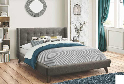 Coaster Furniture - Carrington Light Grey King Upholstered Platform Bed - 301061KE - GreatFurnitureDeal