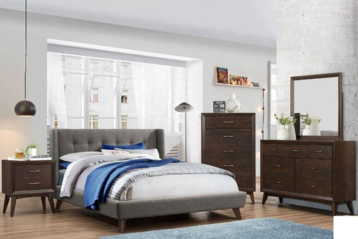 Coaster Furniture - Carrington Light Grey Queen Upholstered Platform Bed - 301061Q - Set View