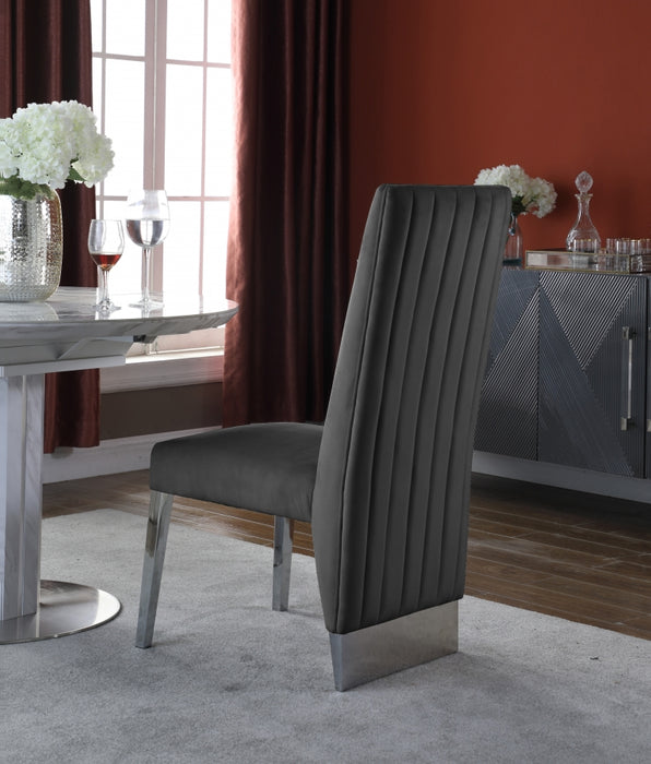 Meridian Furniture - Porsha Velvet Dining Chair Set of 2 in Grey - 756Grey-C