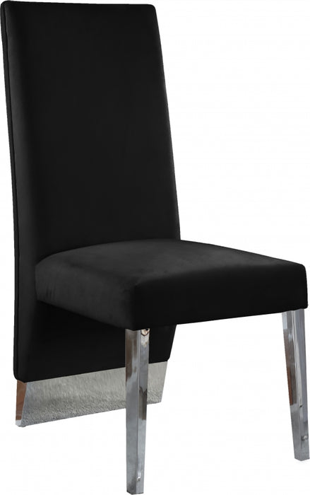 Meridian Furniture - Porsha Velvet Dining Chair Set of 2 in Black - 756Black-C - GreatFurnitureDeal