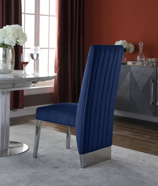 Meridian Furniture - Porsha Velvet Dining Chair Set of 2 in Navy - 756Navy-C - GreatFurnitureDeal