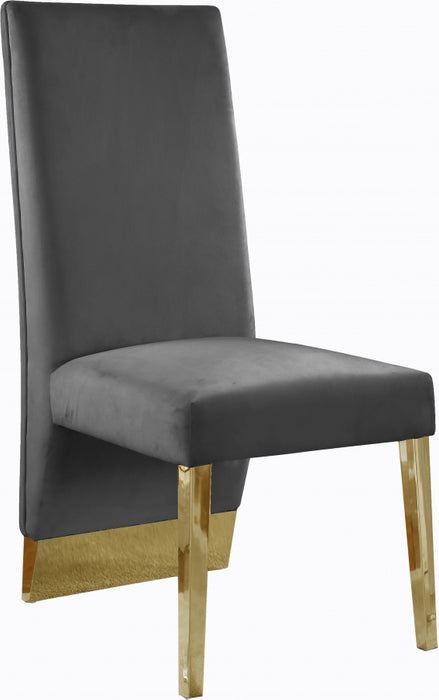 Meridian Furniture - Porsha Velvet Dining Chair Set of 2 in Grey - 755Grey-C - GreatFurnitureDeal