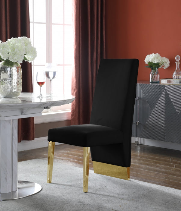 Meridian Furniture - Porsha Velvet Dining Chair Set of 2 in Black - 755Black-C