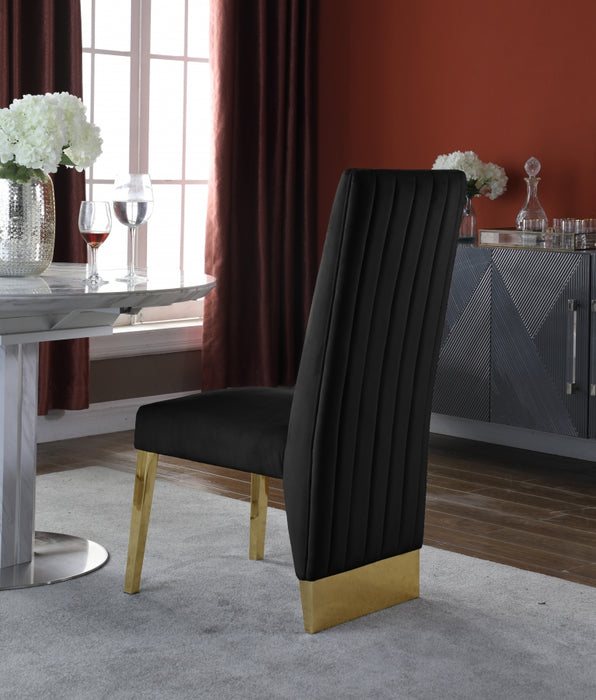 Meridian Furniture - Porsha Velvet Dining Chair Set of 2 in Black - 755Black-C