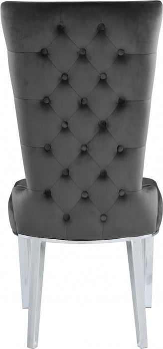 Meridian Furniture - Serafina Velet Dining Chair in Grey (Set of 2) - 729Grey-C - GreatFurnitureDeal