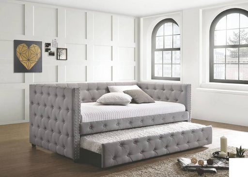Coaster Furniture - Mockern Gray Upholstered Daybed With Trundle - 302161 - GreatFurnitureDeal