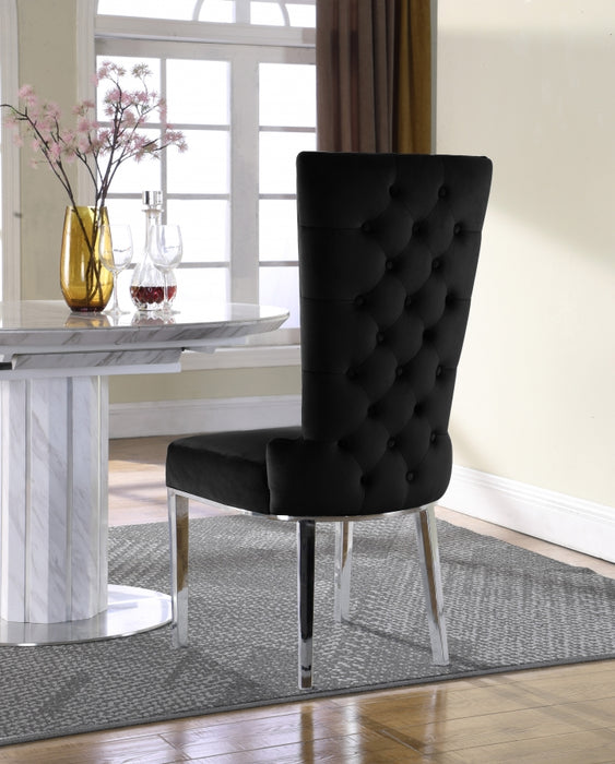 Meridian Furniture - Serafina Velet Dining Chair in Black (Set of 2) - 729Black-C - GreatFurnitureDeal