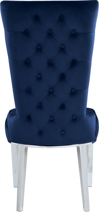Meridian Furniture - Serafina Velet Dining Chair in Navy (Set of 2) - 729Navy-C - GreatFurnitureDeal