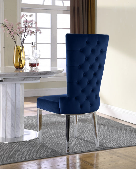 Meridian Furniture - Serafina Velet Dining Chair in Navy (Set of 2) - 729Navy-C