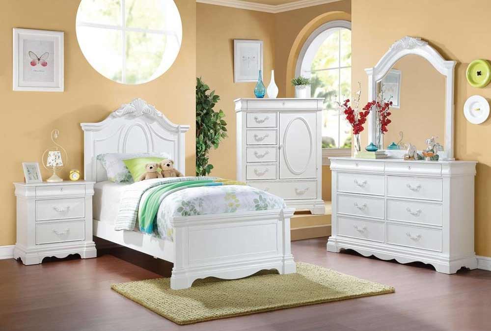 Acme Furniture - Estrella 6 Piece Twin Bedroom Set in White - 30240T-6SET - GreatFurnitureDeal