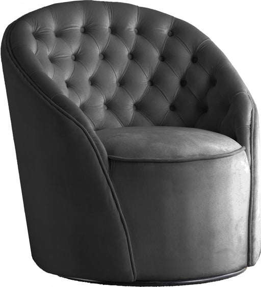Meridian Furniture - Alessio Velvet Accent Chair in Grey - 501Grey - GreatFurnitureDeal