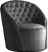 Meridian Furniture - Alessio Velvet Accent Chair in Grey - 501Grey - GreatFurnitureDeal
