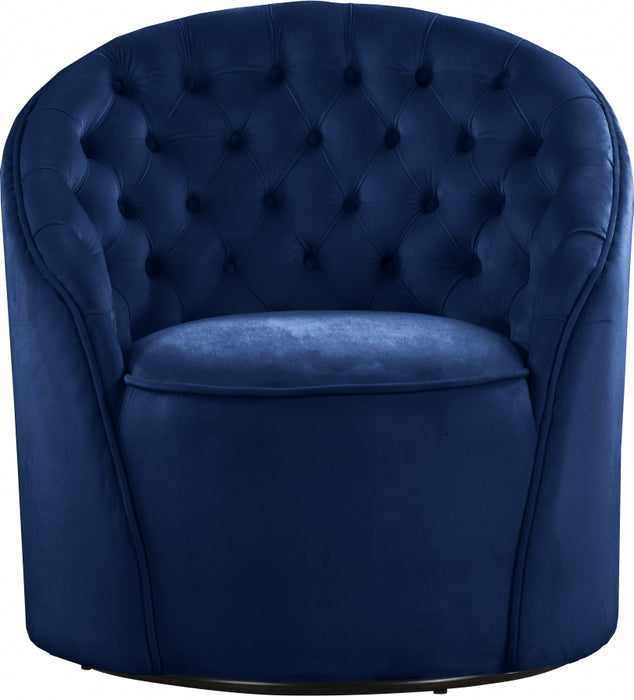 Meridian Furniture - Alessio Velvet Accent Chair in Navy - 501Navy - GreatFurnitureDeal