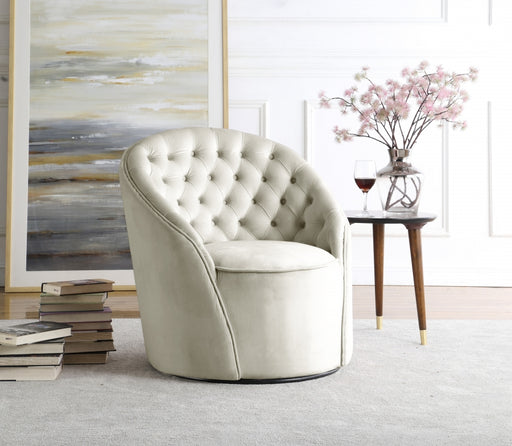 Meridian Furniture - Alessio Velvet Accent Chair in Cream - 501Cream - GreatFurnitureDeal