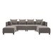 GFD Home - Sectional Sofa U Shape Module Couch Velvet 6 Pillows for Living Room, Camel - GreatFurnitureDeal