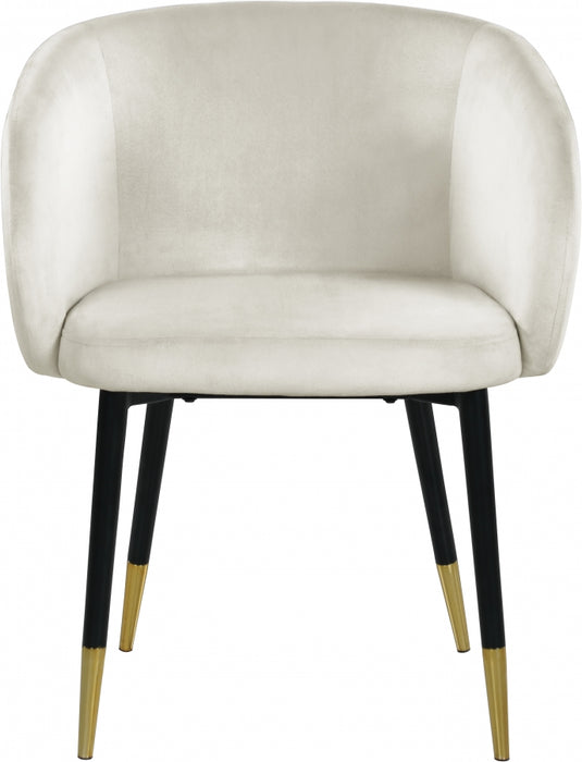 Meridian Furniture - Louise Velvet Dining Chair in Cream (Set of 2) - 733Cream-C - GreatFurnitureDeal