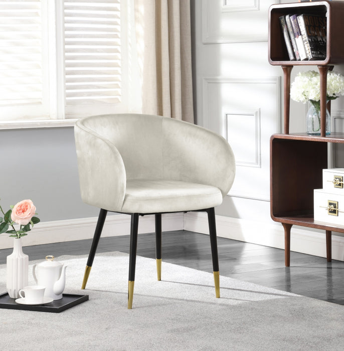 Meridian Furniture - Louise Velvet Dining Chair in Cream (Set of 2) - 733Cream-C - GreatFurnitureDeal