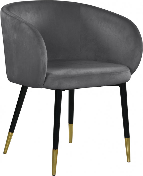 Meridian Furniture - Louise Velvet Dining Chair in Grey (Set of 2) - 733Grey-C - GreatFurnitureDeal