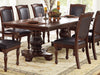 GFD Home - Majestic Royal Dining Room Table w Leaf 2x Arm Chairs And 6x Side Chairs Brown 9pc Set Rubberwood Dining Table Double Pedestal Base Rectangle Table - GreatFurnitureDeal