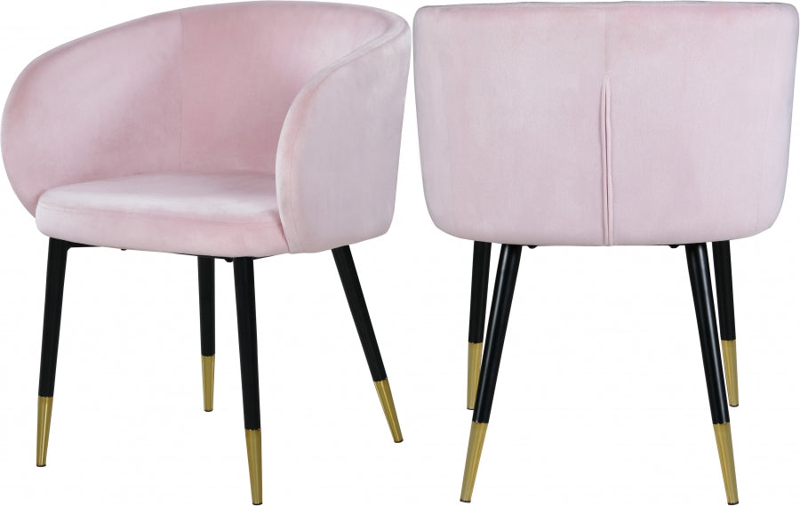 Meridian Furniture - Louise Velvet Dining Chair in Pink (Set of 2) - 733Pink-C - GreatFurnitureDeal