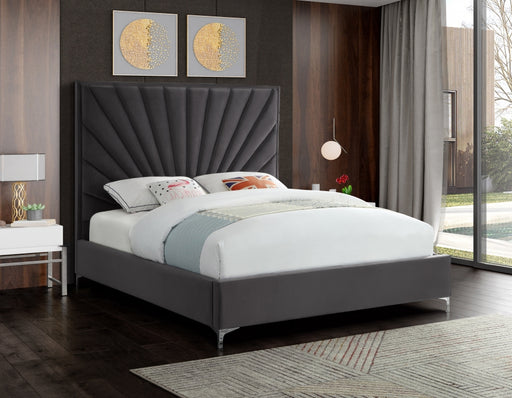 Meridian Furniture - Eclipse Velvet King Bed in Grey - EclipseGrey-K - GreatFurnitureDeal