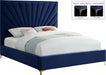 Meridian Furniture - Eclipse Velvet King Bed in Navy - EclipseNavy-K - GreatFurnitureDeal