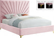 Meridian Furniture - Eclipse Velvet Queen Bed in Pink - EclipsePink-Q - GreatFurnitureDeal
